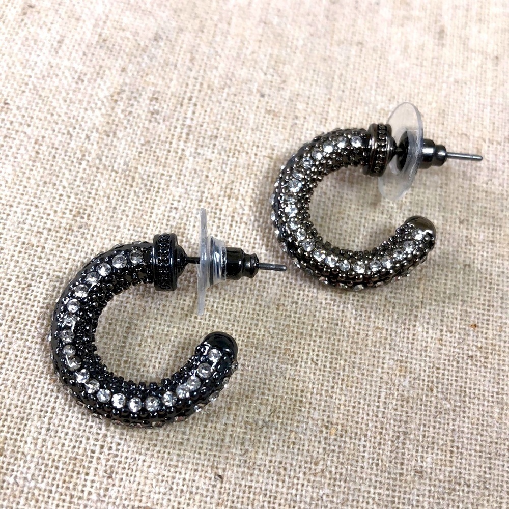 Black Rhinestone and Hematite Earrings